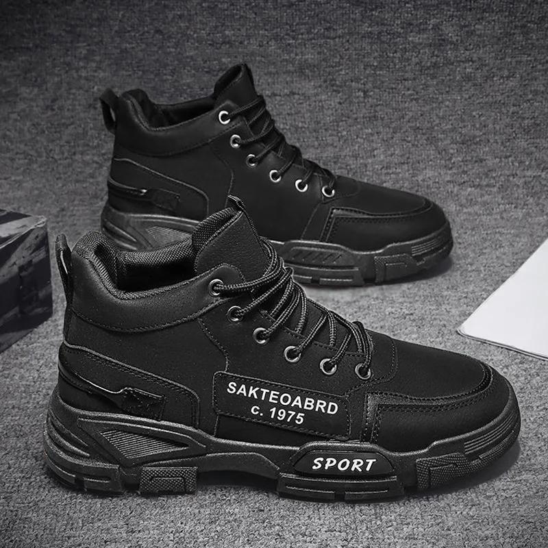 Mens High Top Boots Fashion Motorcycle Ankle Boot Non-slip Tooling Boots Outdoor Work Safety Shoes for Men Casual Platform Botas