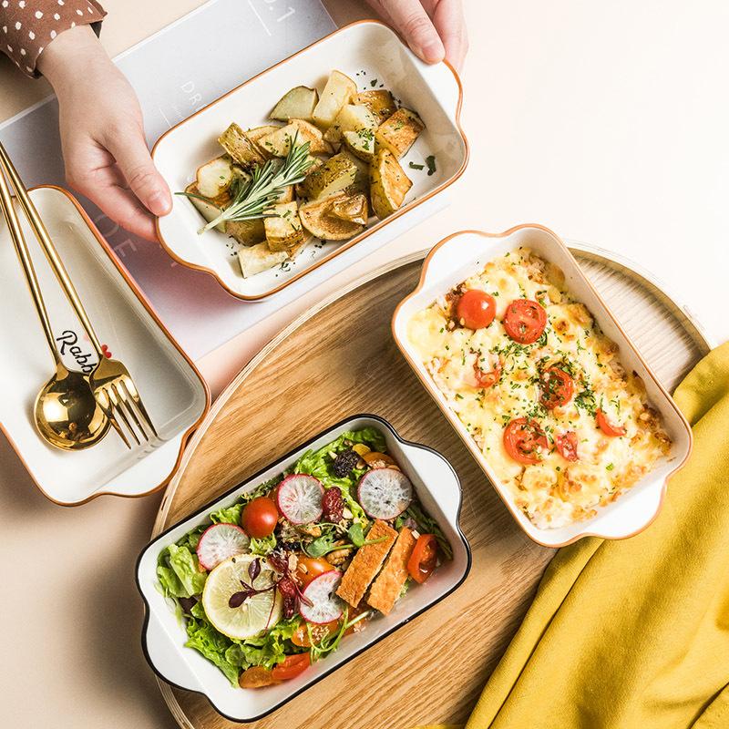 8 inch Cartoon Animal Baking Plate Ceramic Baked Dish Bakeware Tray Pasta Pizza Bowl Serving Plate 600ml