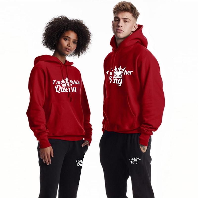 KingQueen Unisex Couple Hoodie & Sweatpants Set - Casual Sportswear