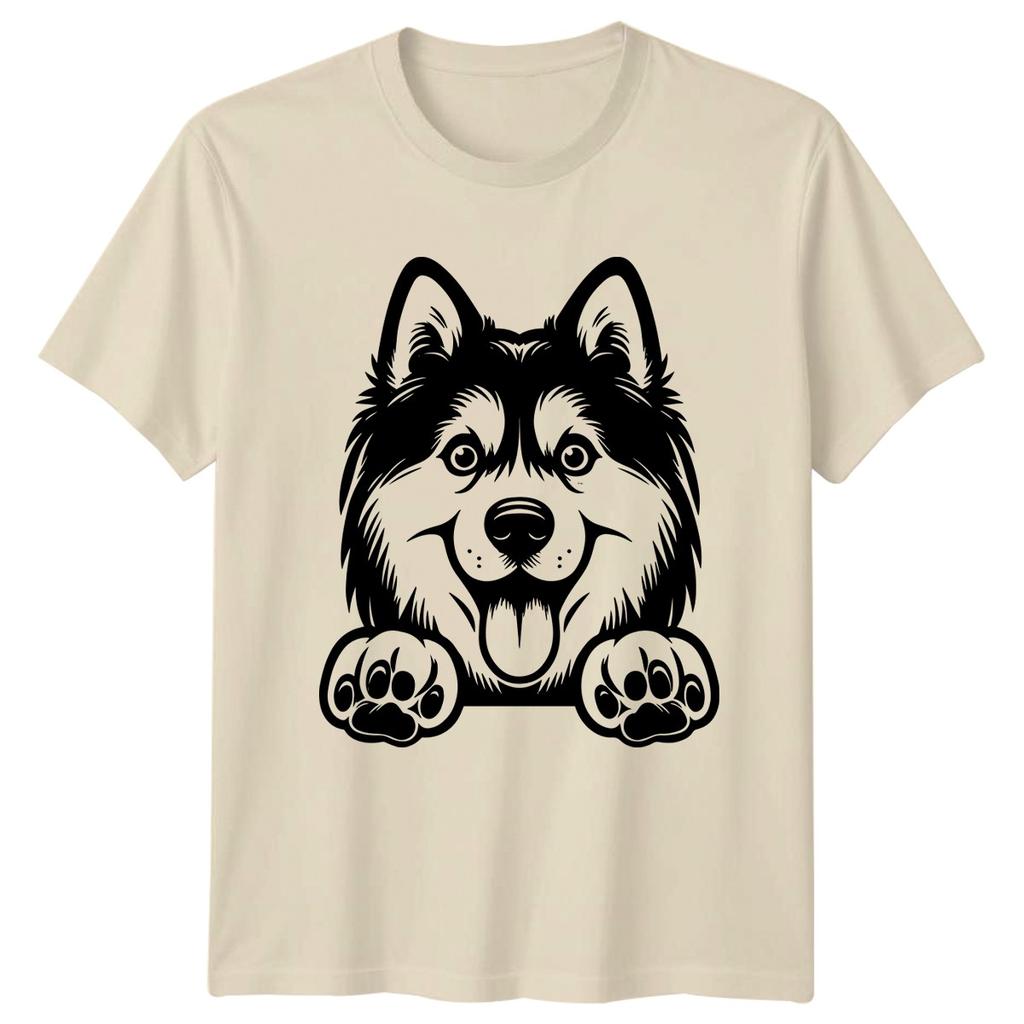 Happy Husky Puppy Dogs Animals Unisexs TShirt Unisexs Tee Graphic Unisex Playful