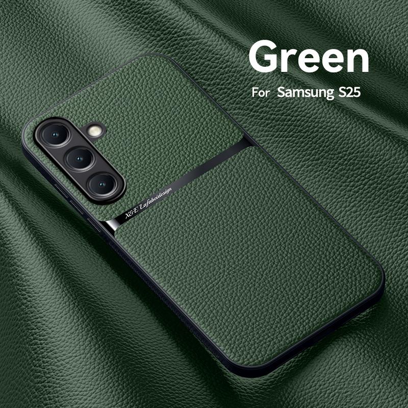 Solid Color Leather Slim Magnetic Phone Case For Samsung S25 S24 FE S23 Ultra S22 S21 A16 A55 A54 A15 A35 A34 Soft Shockproof for MagSafe Bumper Cover