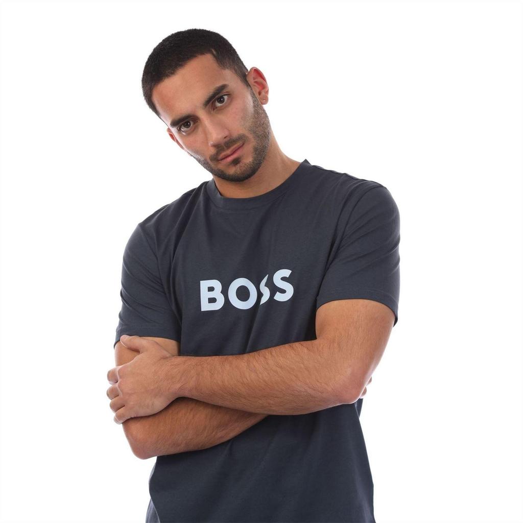 BOSS Mens Logo Printed Cotton Regular T-Shirt