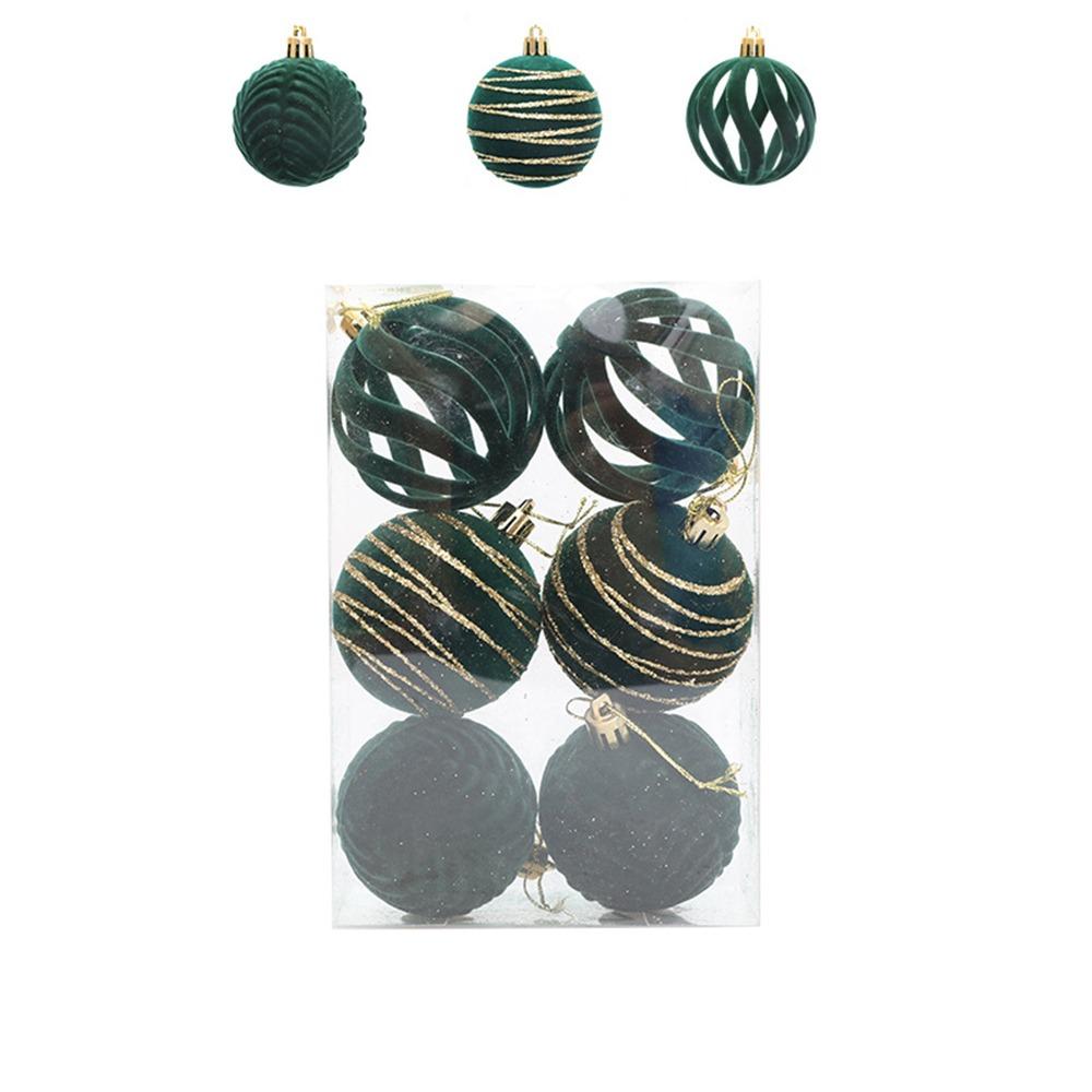 6pcs Velvet Christmas Painted Balls Pendant 6cm Christmas Tree Ornaments  Children Gifts