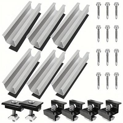 12 Adet Güneş Paneli Montaj Braketi Kiti Alüminyum Montaj Rayı 30mm/35mm Uç Kelepçeleri Düz Çatı PV Montaj Rayı için Braketler