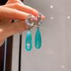 S925 Silver Needle Studded Droplet Shaped Paraiba Earrings With Versatile Personality Emerald Exaggerated