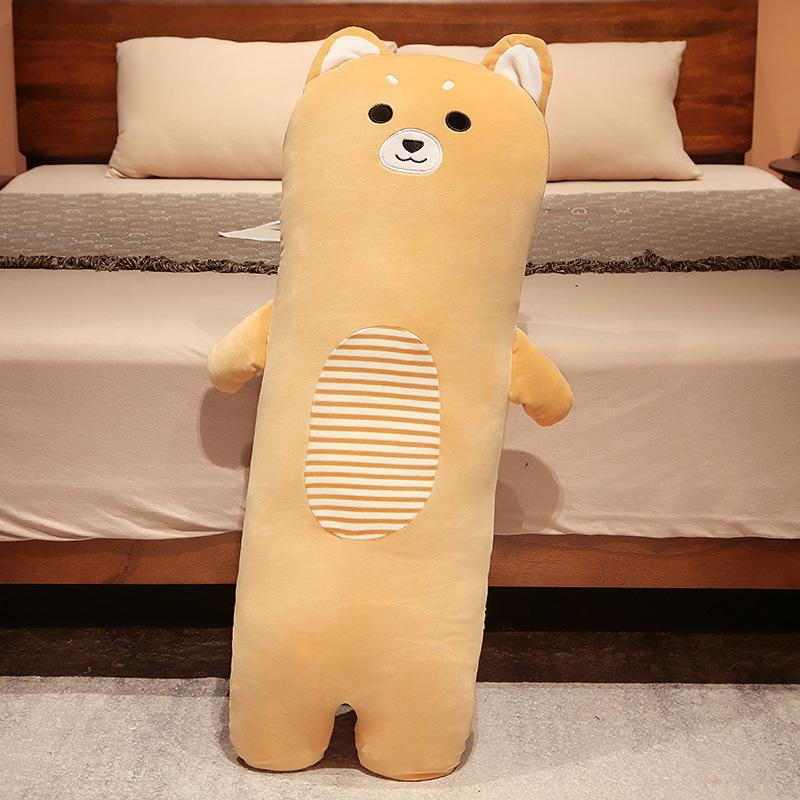 Cartoon Fox Puppy Long Throw Pillow Plush Toy Dinosaur Doll Girl Bed Sleeping Soothing Ragdoll Doll