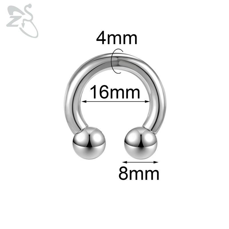 

ZS 1 шт. 2/4/6/8G нержавеющая сталь подкова носовое кольцо для мужчин с внутренней резьбой большой калибр пирсинг уха расширитель перегородки пирсинг Style 10