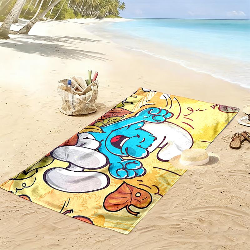 The Smurfs Print Beach Towel, Large Soft Quick Dry Towel for Beach Camping Swimming