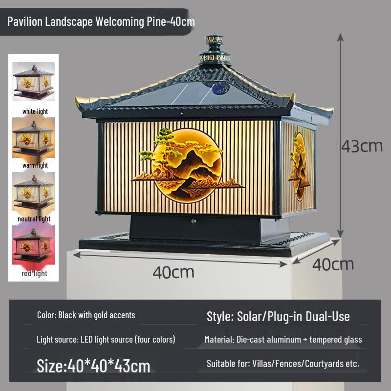Waterproof Aluminum Solar Post Light for Outdoor Courtyard or Villa Entrance