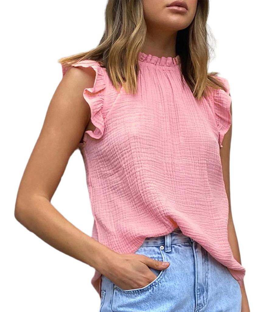 New Spring and Summer Women's Clothing Solid Color Splicing Sleeveless Top Fashionable Casual Chiffon T-shirt Vest
