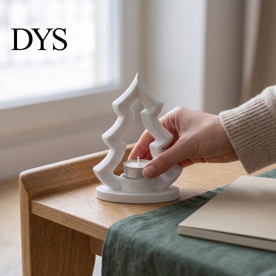 Minimalist Festive Accessory Christmas Tree Candle Holder, 3D Printed Tealight Stand, Rustic Indoor Holiday Ornament Farmhouse Dining Table