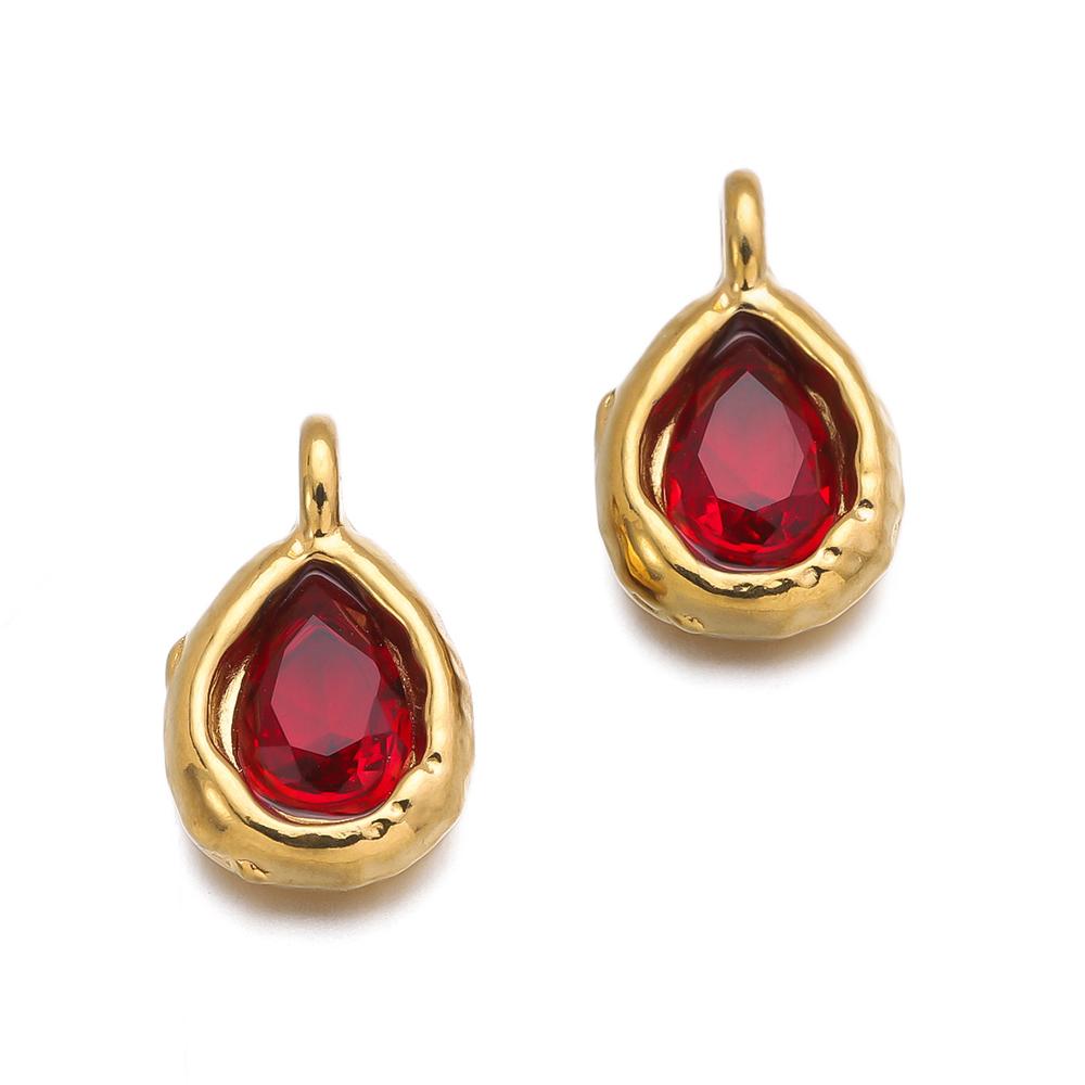2Pcs Stainless Steel Teardrop Charms Inlaid Pendants with Crystals Gold-plated DIY Bracelet Earrings Jewelry Making Accessories