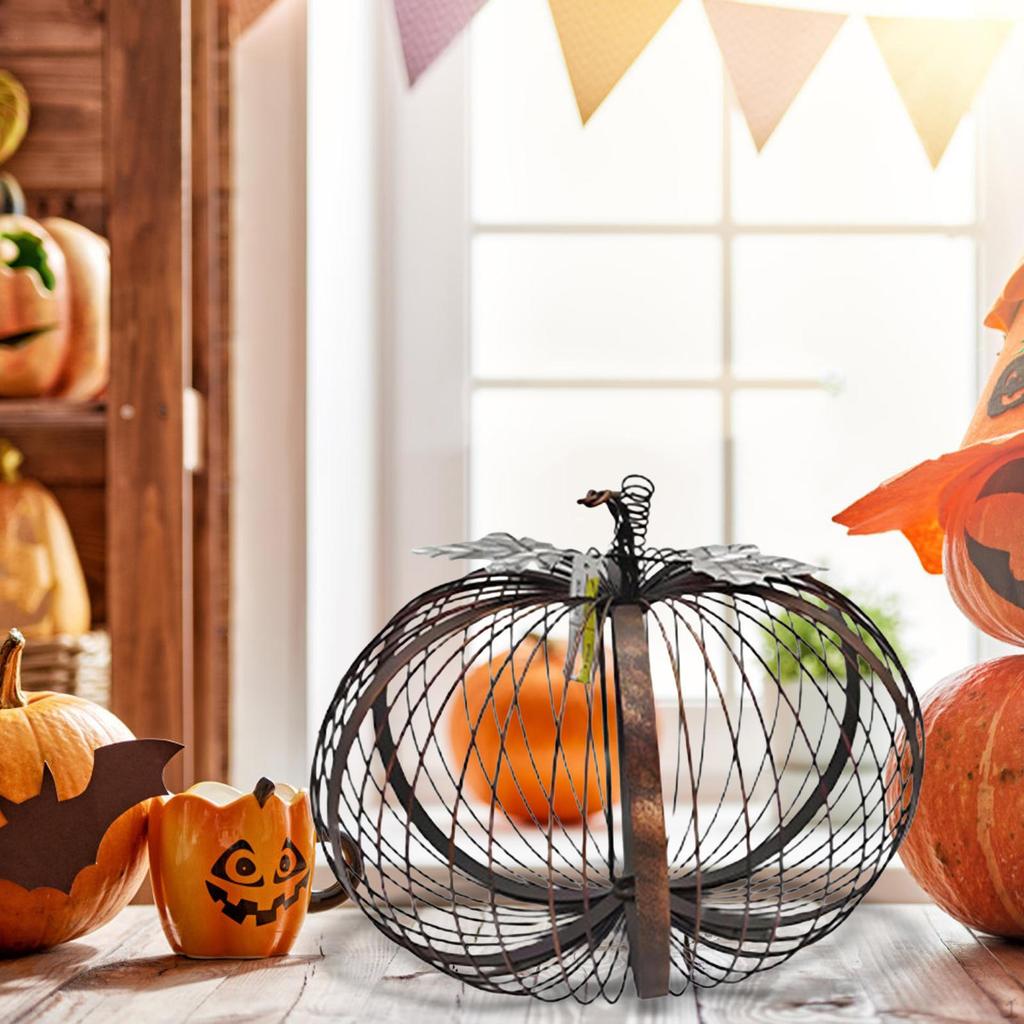 Halloween Pumpkin Decoration Iron Decor Collectible Farmhouse Thanksgiving Tabletop Ornament