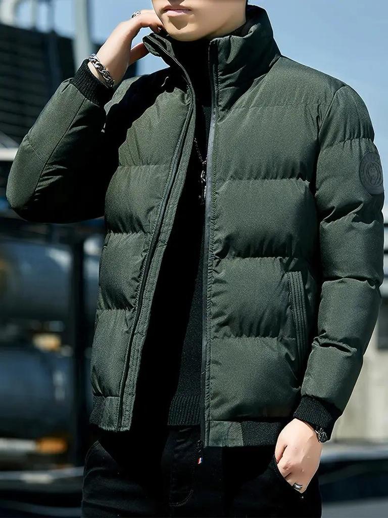 Winter Heren Dikke Katoenen Jas met Opstaande Kraag, Casual Koreaanse Stijl Bovenkleding - Nieuwe Collectie.