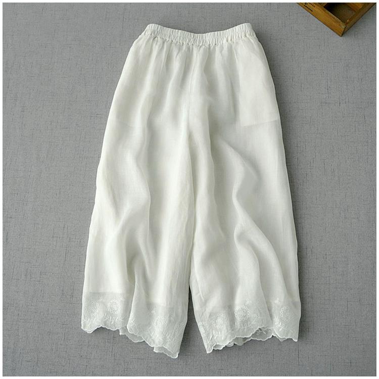 

DIMANAF Summer Plus Size Women High Waist Basic Elastic Pants Loose Casual Trousers Wide Leg Pants 2XL белый