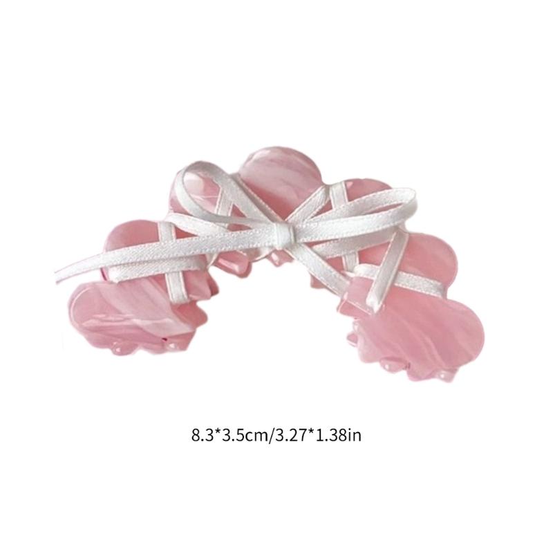 Acrylic Butterfly Knot Hair Clip with Ribbon Tie Stylish and Elegant Hair Pins Headwear Accessory for Women and Girls