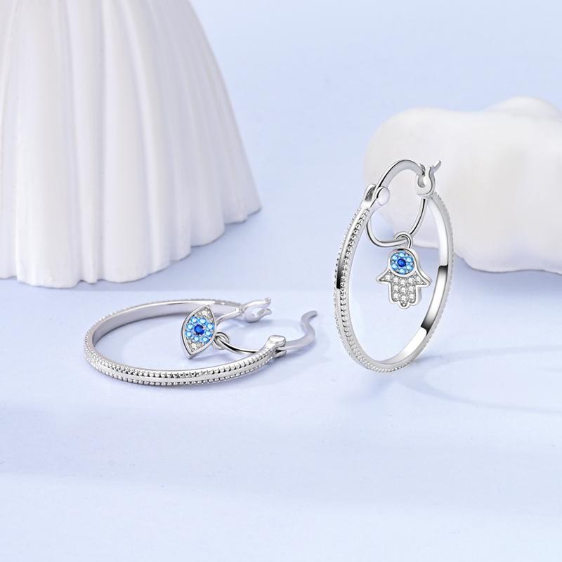 Double Hoop Earrings For Women 925 Silver Starry Moon Sea Star Turtle Pendants Ear Studs Earrings Fine Anniversary Jewelry Gifts