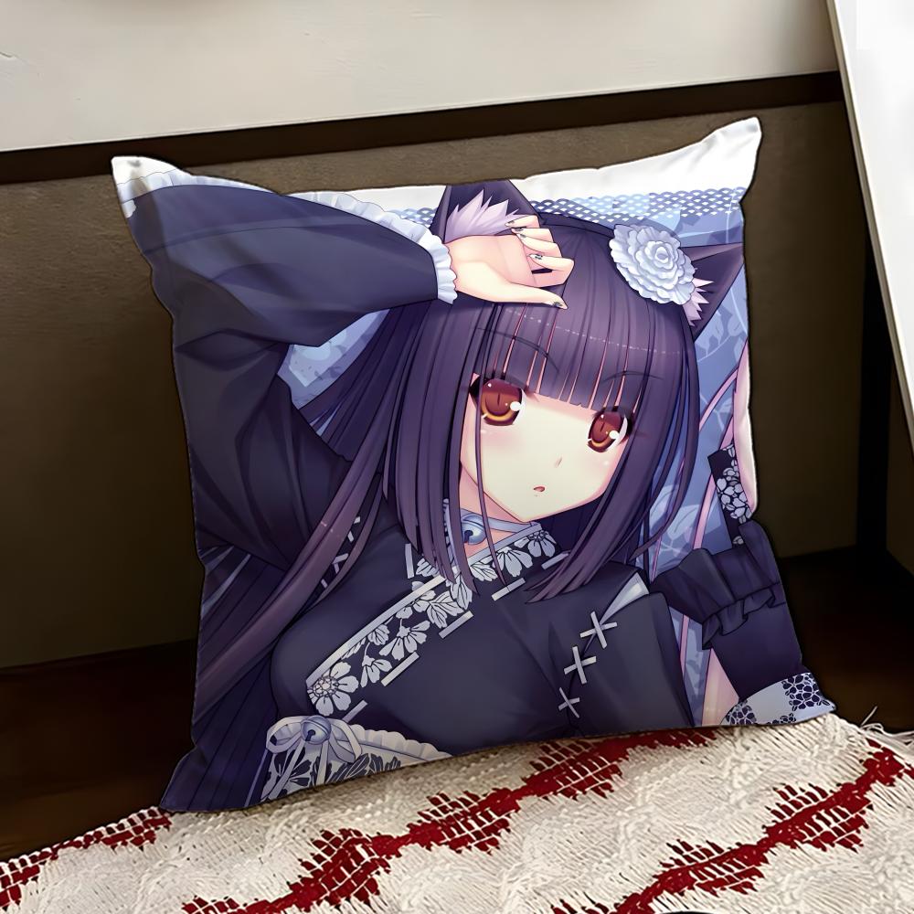 Anime NNekopara Cushion Cover Reversible Soft Durable Pillow Cover Home  Car MultiScene Use for Daily Comfort