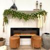 Pre-Lit Faux Christmas Garland - LED Lighted for Window Decor, Rustic Holiday Table Runner Decoration