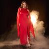 Plus Size Women Summer Elegant Solid Color Mesh V Neck Long Dress