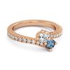 London Blue Topaz Bypass Ring - 925 Sterling Silver Rose Gold Vermeil
