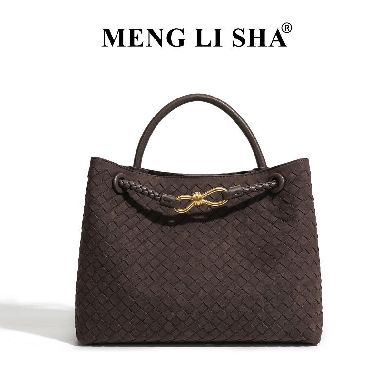 Frosted suede hand-woven women s bag retro fashion shoulder messenger bag commuter versatile handbag кофейный