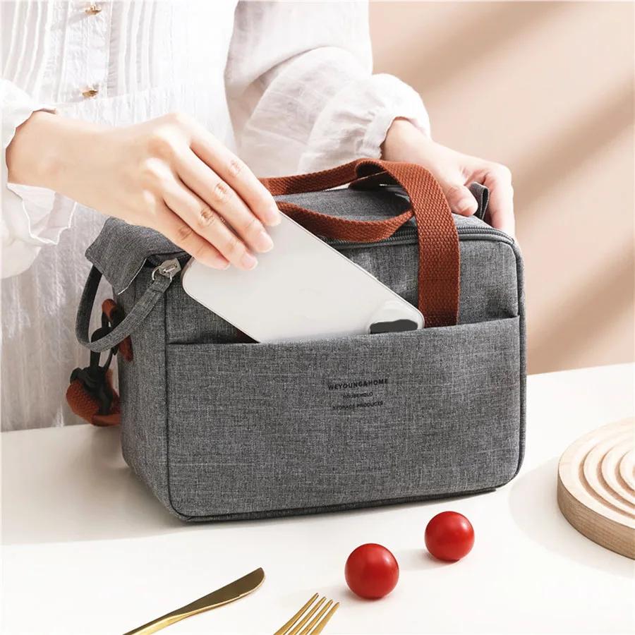 New Portable Lunch Bag Cooler Tote Hangbag Picnic Insulated Box Canvas Thermal Food Container Men Women Kids Travel Shoulder Bag