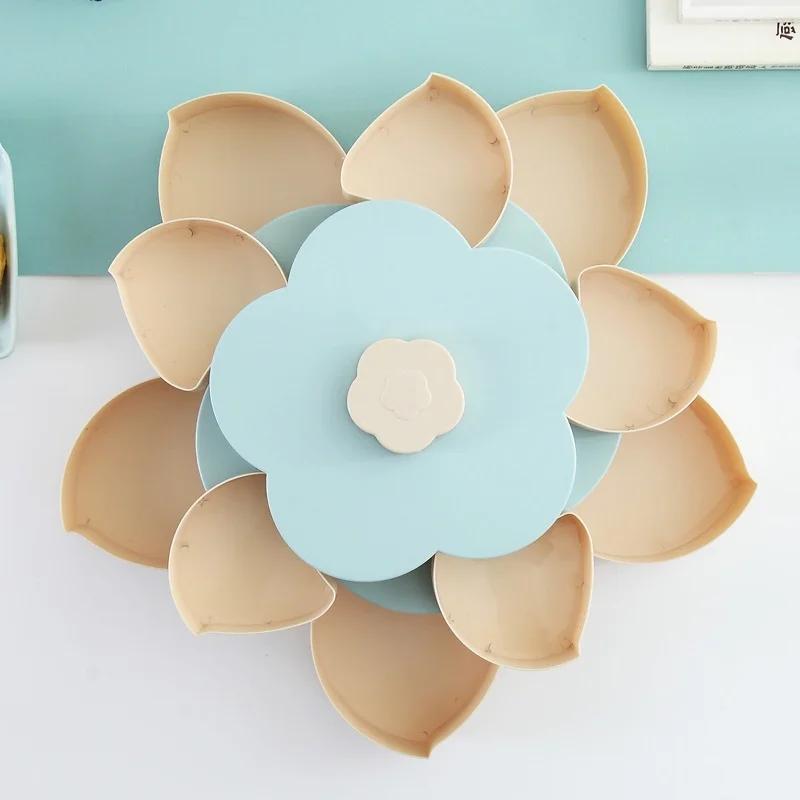 2-layer Petal-shaped Rotating Snack Box Candy Tray Food Storage Box Dried Fruit Storage Boxes Storages Wedding Melon Fruit Plate