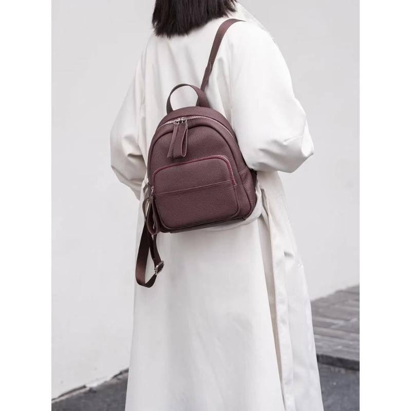 Genuine Leather Cowhide Women Backpack Shoulder Bag Female Simple Commuter Travel Schoolbag Daily Women Backpack Handbag