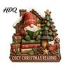 Reading Figure Ornaments 2D Flat Wooden Christmas Tabletop Sign Gnome Nutcracker Snowman Santa Claus Unique Gifts for Readers Gingerbread Man