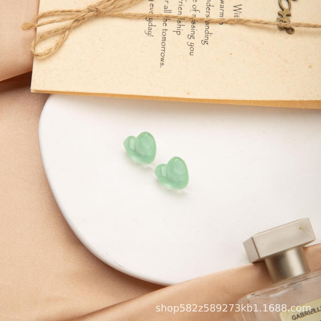 Peach Heart Stud Earrings - Japanese & Korean Style, Sweet Water Wave Texture, Candy Color