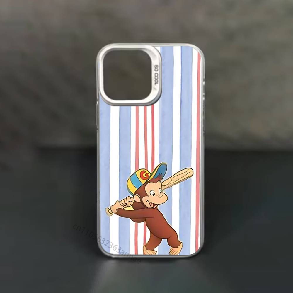 Luxury Y2K Curious George Phone Case for iPhone 15 16 Pro Max Air SE 11 13 Pro 14 Plus 12 11Pro 15Pro Max 16e Cover