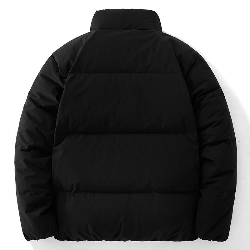 Men's down jacket fall and winter hooded thickened warm bread jacket stand-up collar solid color men's casual down trendy jacket