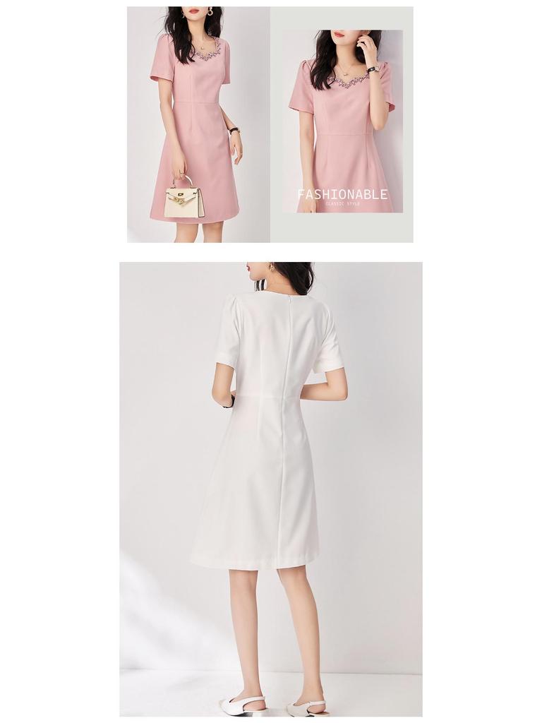 Nanyou French-Style Diamond Waist Slimming Luxury Dress