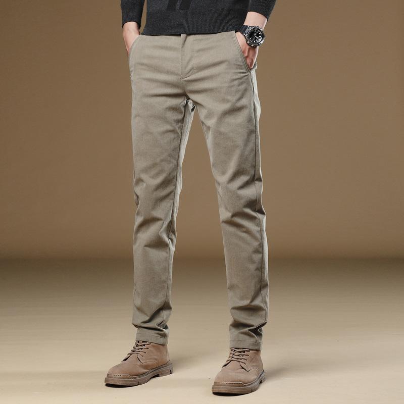 2024 Spring And Autumn Winter New High End Men'S Plush/Thin Casual Pants Slim Fit Straight Tube Versatile Business Suit Long Pants
