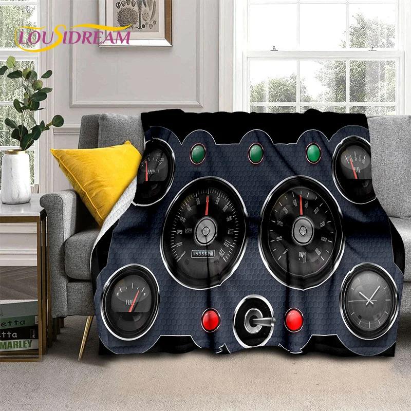 3D Car Dashboard Machine Control Screen Racing Soft Flannel Blanket for Beds Bedroom Sofa,Throw Blanket for Outdoor Leisure Nap