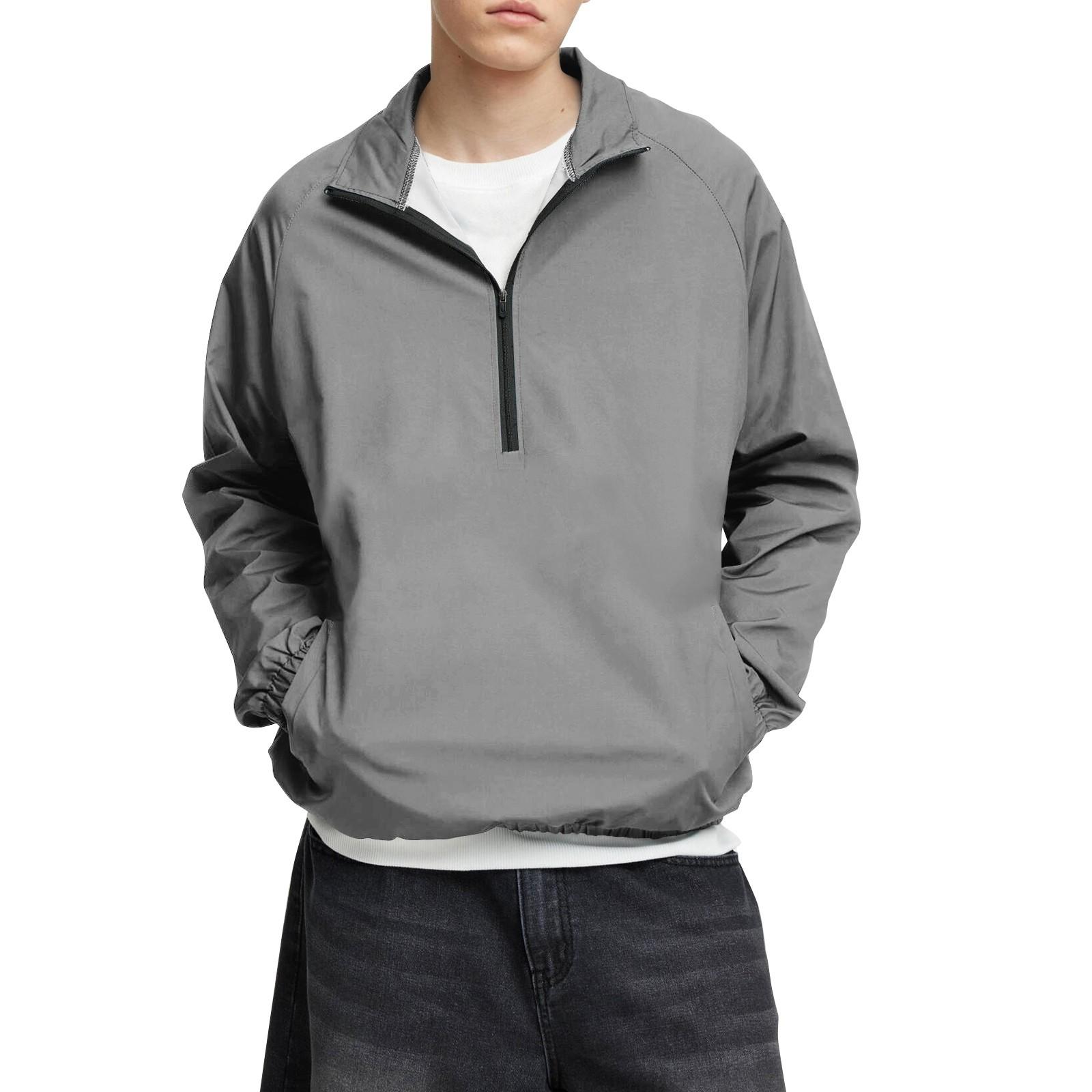 

Мужской зимний однотонный топ с воротником-стойкой и застежкой-молнией на половину длины, рукавом реглан, длинным рукавом S