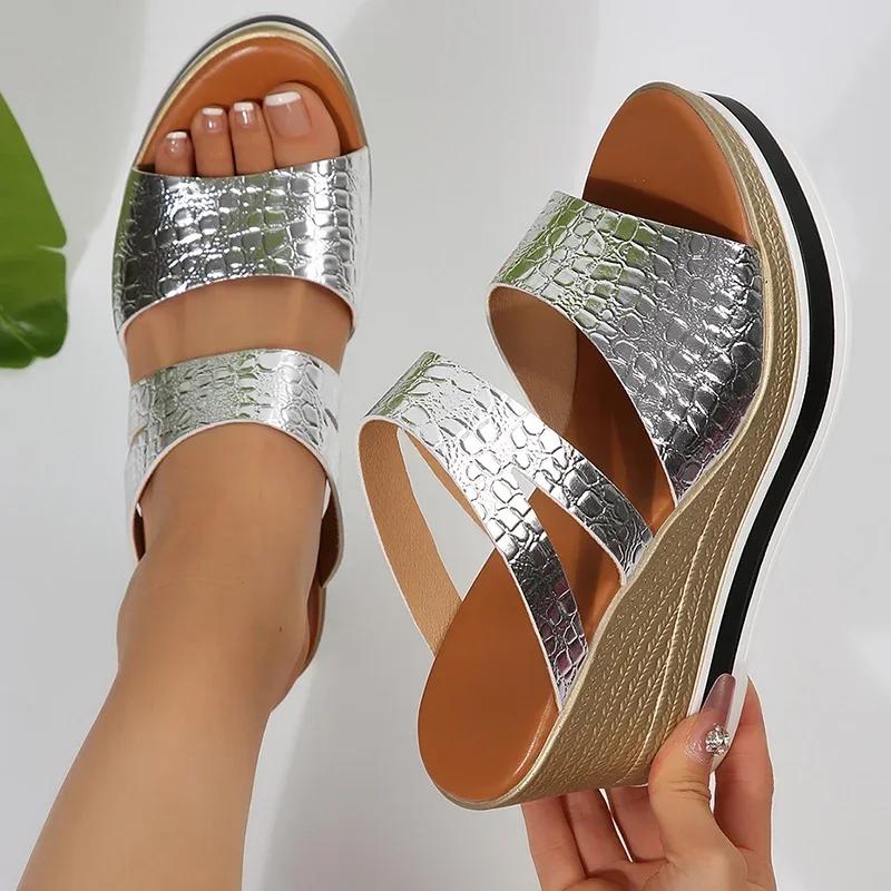 Fashion Summer Shoes for Women Fashion Chunky Wedges Sandals Women New Platform High Heeled Slippers Woman Outdoor Thick Sole Rome Shoes