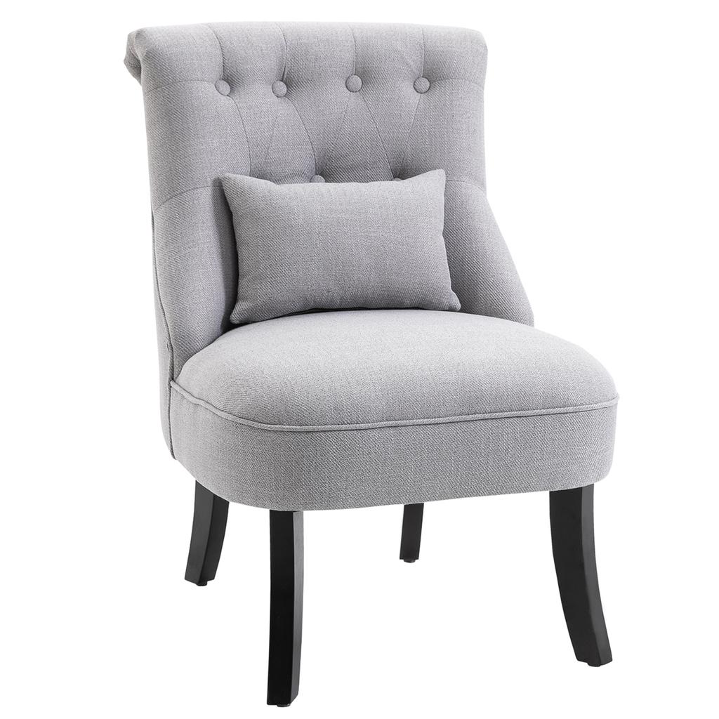 Armchair Living Room Relaxing Chair Lounge Chair Resting Chair with Back Cushion, Wooden Legs, Reading Chair with Linen Look