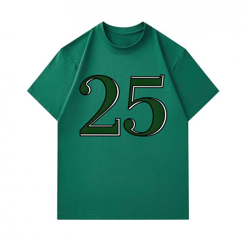 Men's 100% Cotton Crew Neck Short Sleeve T-Shirt, Casual Classic Number 25 Graphic Printed Soft Breathable Summer Daily Wear Tee for Men