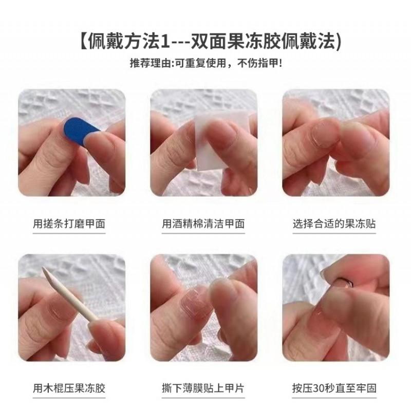 Handmade Press On Nails 3D Handcarved Almond Shape False Green