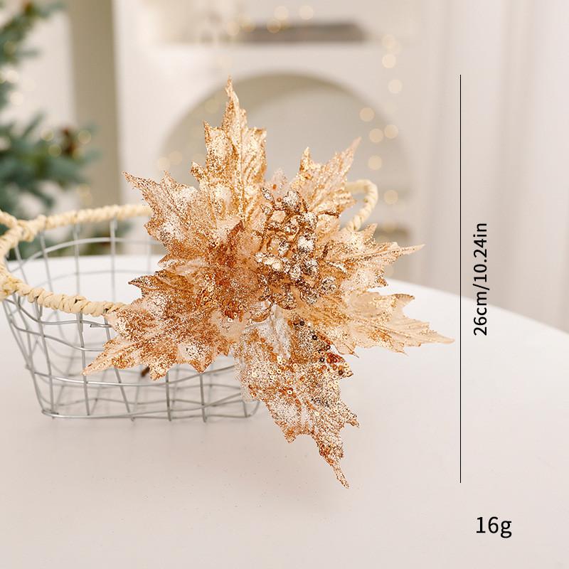 Glitter Christmas Flower With Sequin Design For Festival Decoration Home