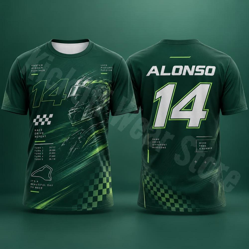 Alonso 14 Men's T Shirt Summer Racing Style Graphic Tee Speed Streetwear Casual Wear Unisex Men Women Motorsport Fan Clothing