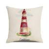 Watercolor Painting Nautical Lighthouse Ocean Seagull Boat Home Sofa Cushion Cover Home Decor Pillowcase