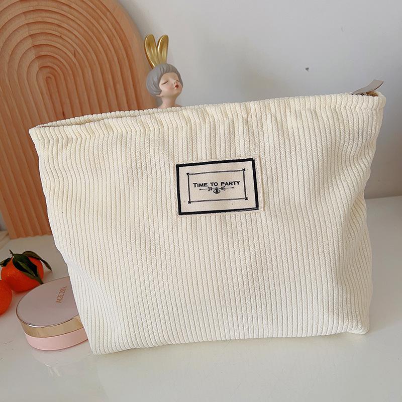New Cosmetic Organizer Bag Solid Color Simple Corduroy Female Travel Makeup Bag Women Wash Toiletries Storage Bag Pouch
