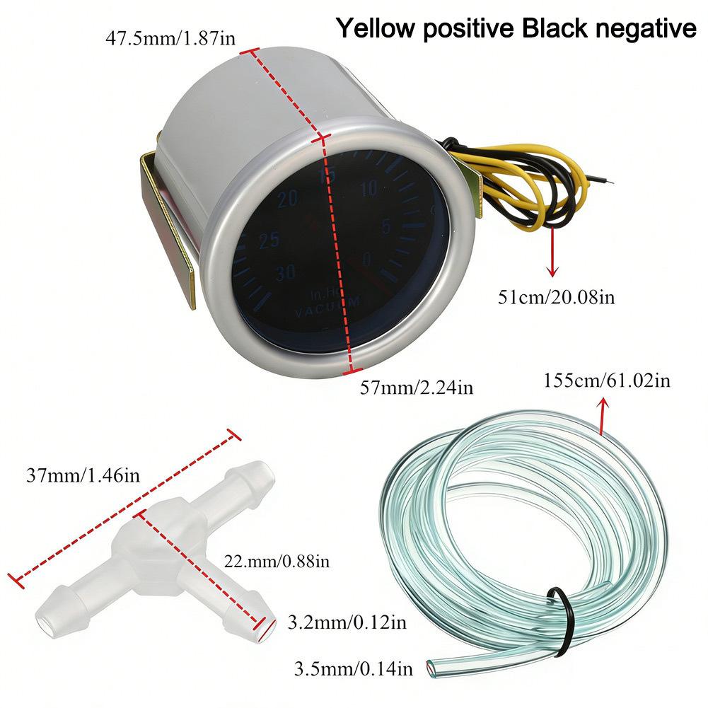 LED Pointer Boost Pressure Gauge 2 Inch Designed for -1 To 2 Bar Turbo Monitoring In For 12V Vehicle Applications