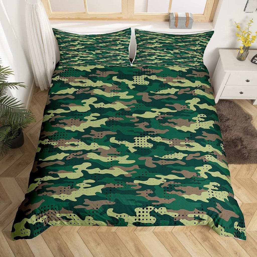 Red Camouflage Pattern Duvet Set Three-Piece Set Bedding Bedroom Decoration