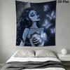 Corpse Bride anime Wall Tapestry Aesthetic Wall Hanging Printed Fabric Blanket Decorative Tapestries for Bedroom Living Room Home Decor