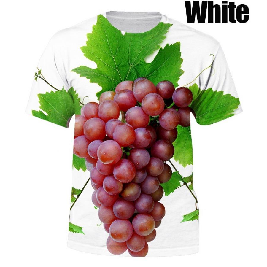 

Чоловіча футболка серії Grape Літня футболка з коротким рукавом і фруктовим принтом Футболки з 3D-принтом Чоловічі футболки Повсякденний одяг L білий