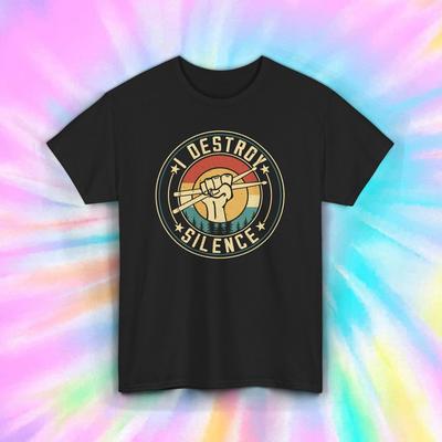 I Destroy Silence Shirt Drummer Band Music Lover Funny Graphic Tee S-5XL